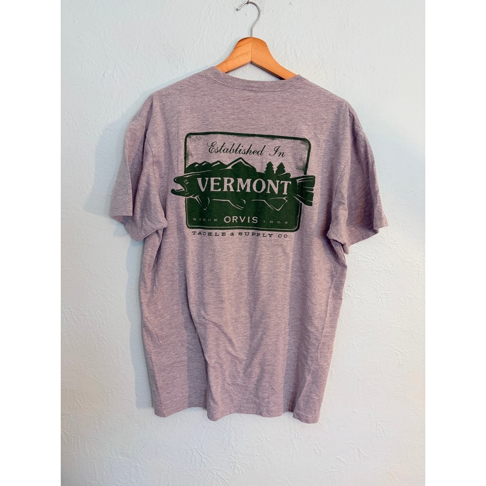 Orvis T-Shirt Large Gray Vermont Fishing Graphic Tee Gorpcore Outdoors Fishing